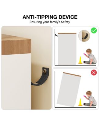 Bedroom Armoire Wardrobe Closet with 4 Drawers and 2 Doors, Wooden Storage Cabinet with Hanging Rod.