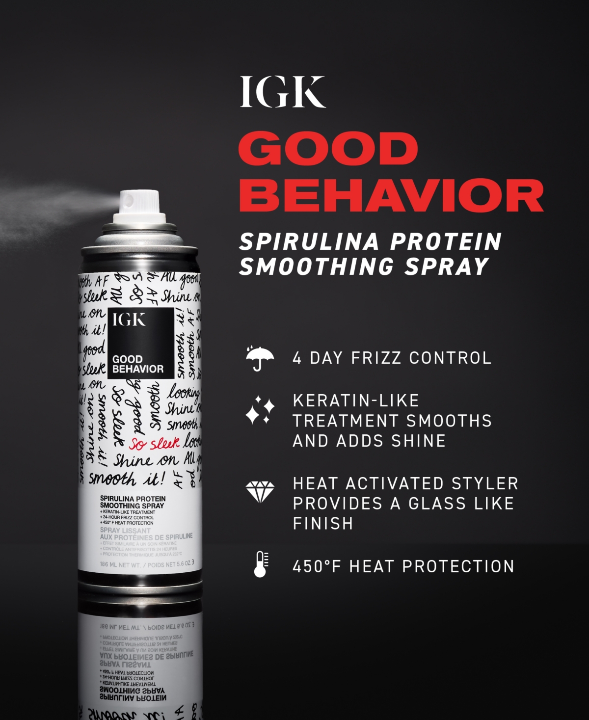 Igk Hair Good Behavior Spirulina Protein Smoothing Spray, 12 oz.