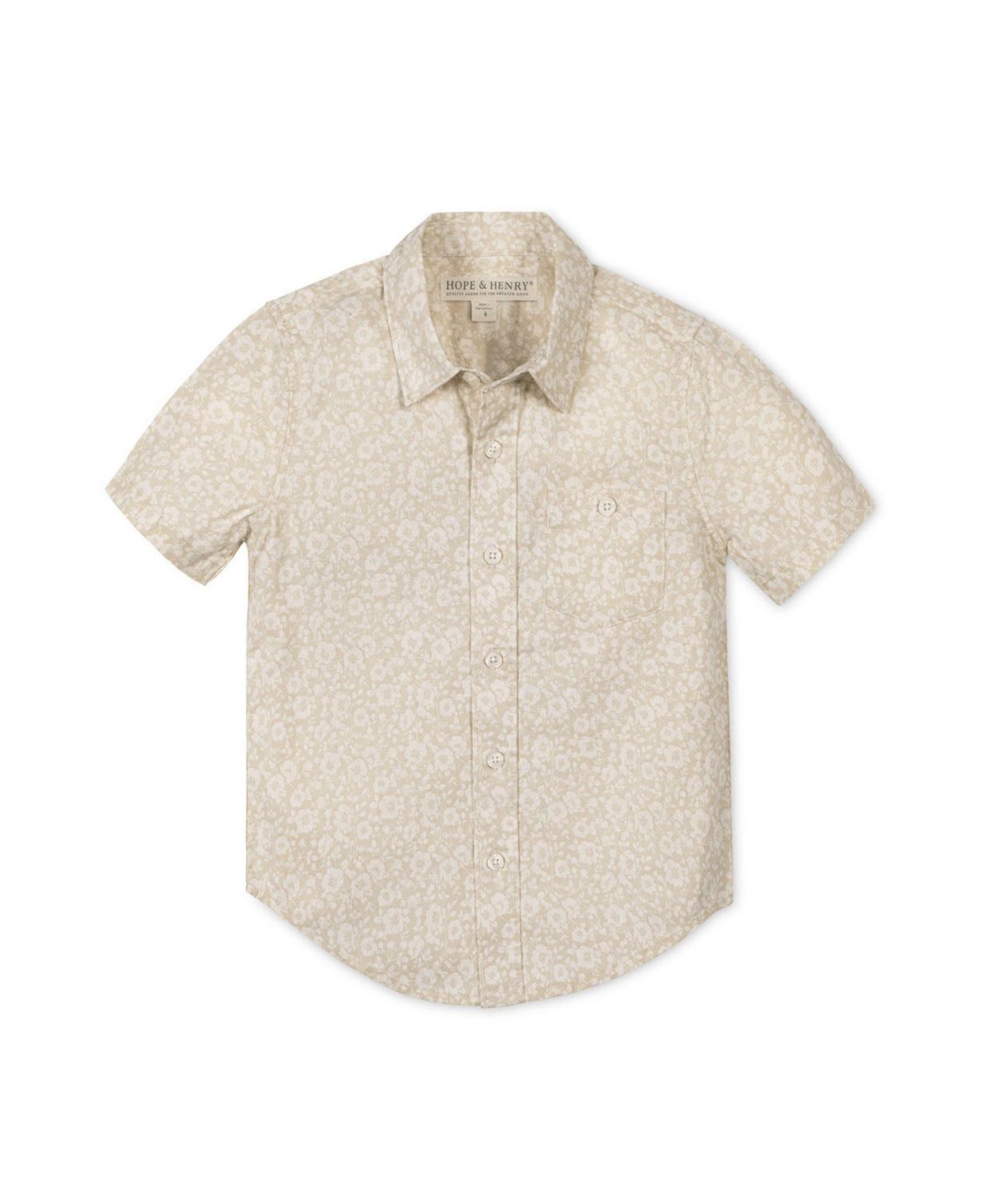 Hope & Henry Boys Linen Short Sleeve Shirt - Sandy floral