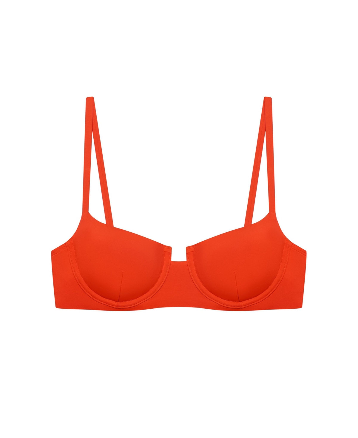 Lauren Ralph Women's Sunburst Orange Notch Underwire Bralette Swimsuit Top