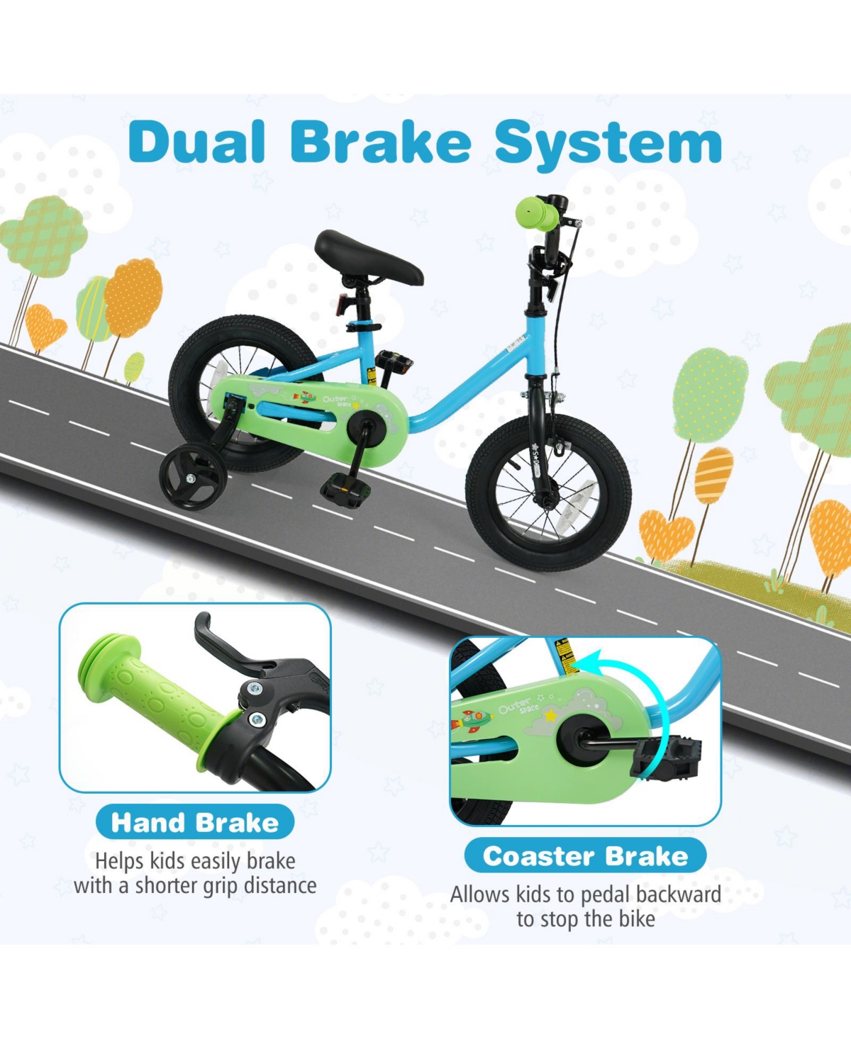 Slickblue Kids Bicycle for Children Beginner Bike with Training Wheels