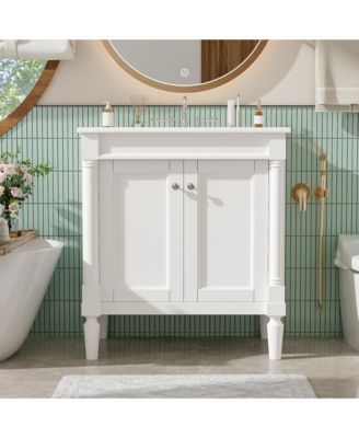  Bathroom Vanity Cabinet with Ceramic Sink Basin Soft Close Doors Storage Cabinet Modern Design for Bathroom Use