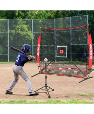 Baseball Softball Practice Net,Pitching Net,Batting Net,with Baseball Tee,Bonus Strike Zone,Target and Bow Frame,for Hitting,Pitching