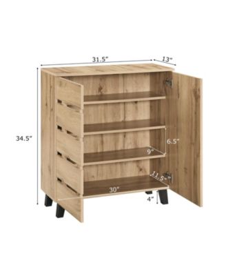 4-Tier Shoe Storage Cabinet with Louvered Doors and Removable Shelves, 31.5 x 13 x 34.5 in