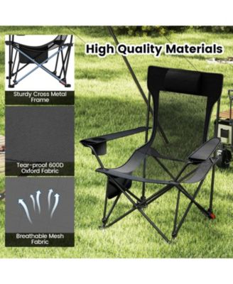 Reclining Camping Chair with Removable Footrest and 4-Position Backrest