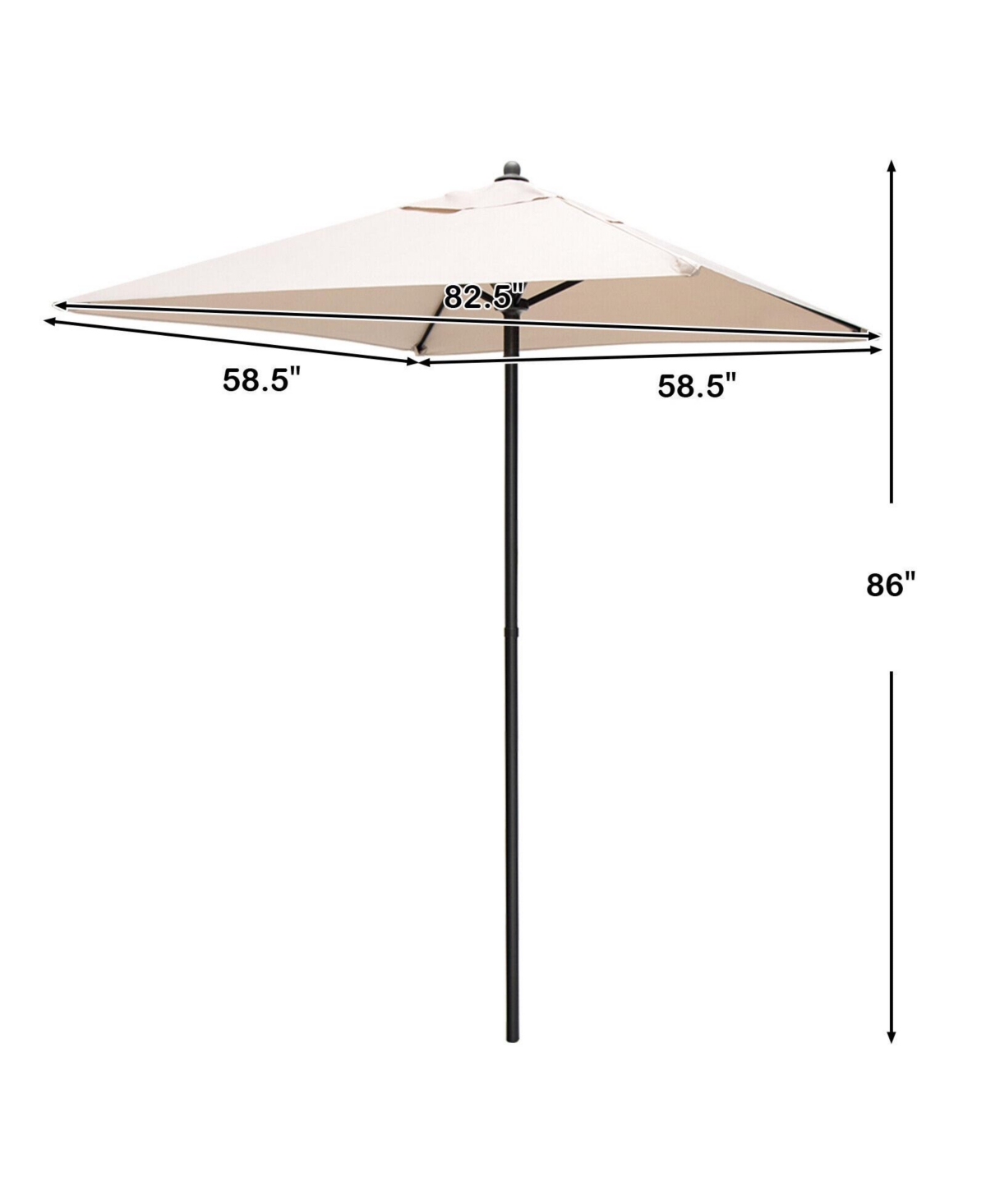 Mecale 5 Feet Patio Square Market Table Umbrella Shelter with 4 Sturdy Ribs