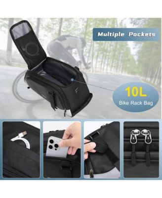 Waterproof Bike Rack Bag with Rain Cover, Convertible Bicycle Trunk Storage with Shoulder Strap for Commuting Travel Cycling