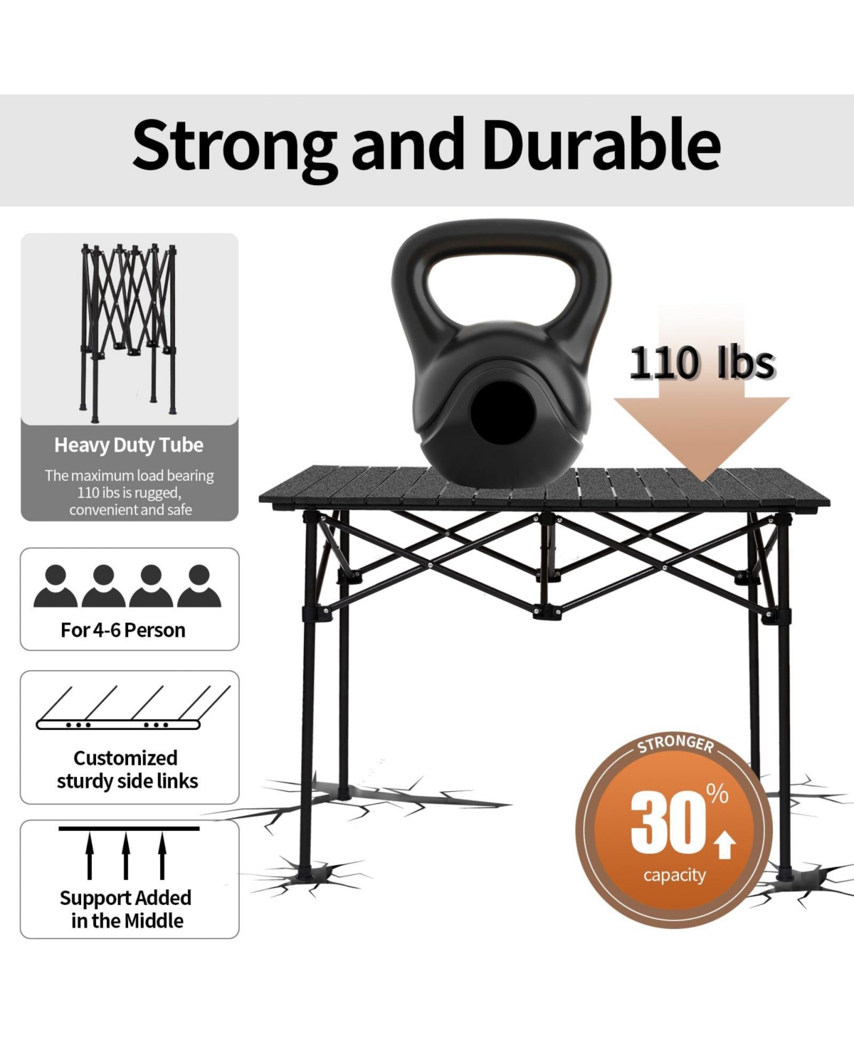 Gnuadz Camping Table Roll Up Fold Adjustable Height Aluminum Portable Camping Outdoor Recreation Gear