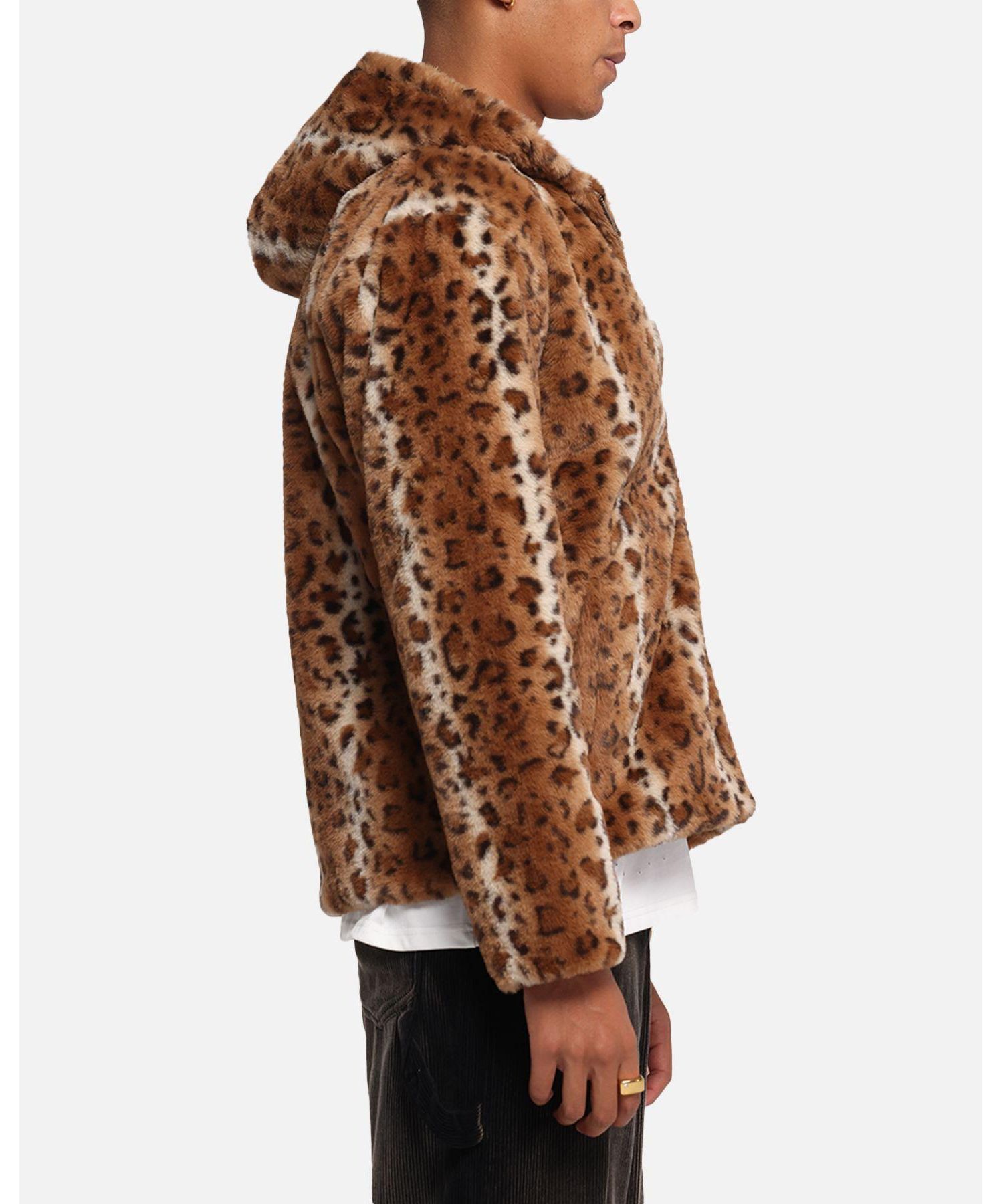 Men's Leopard Faux Fur Jacket