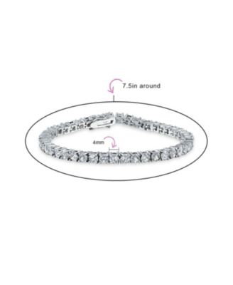 Classic 12CTW Cubic Zirconia Solitaire CZ Tennis Bracelet Silver Plated 7.5 Inch