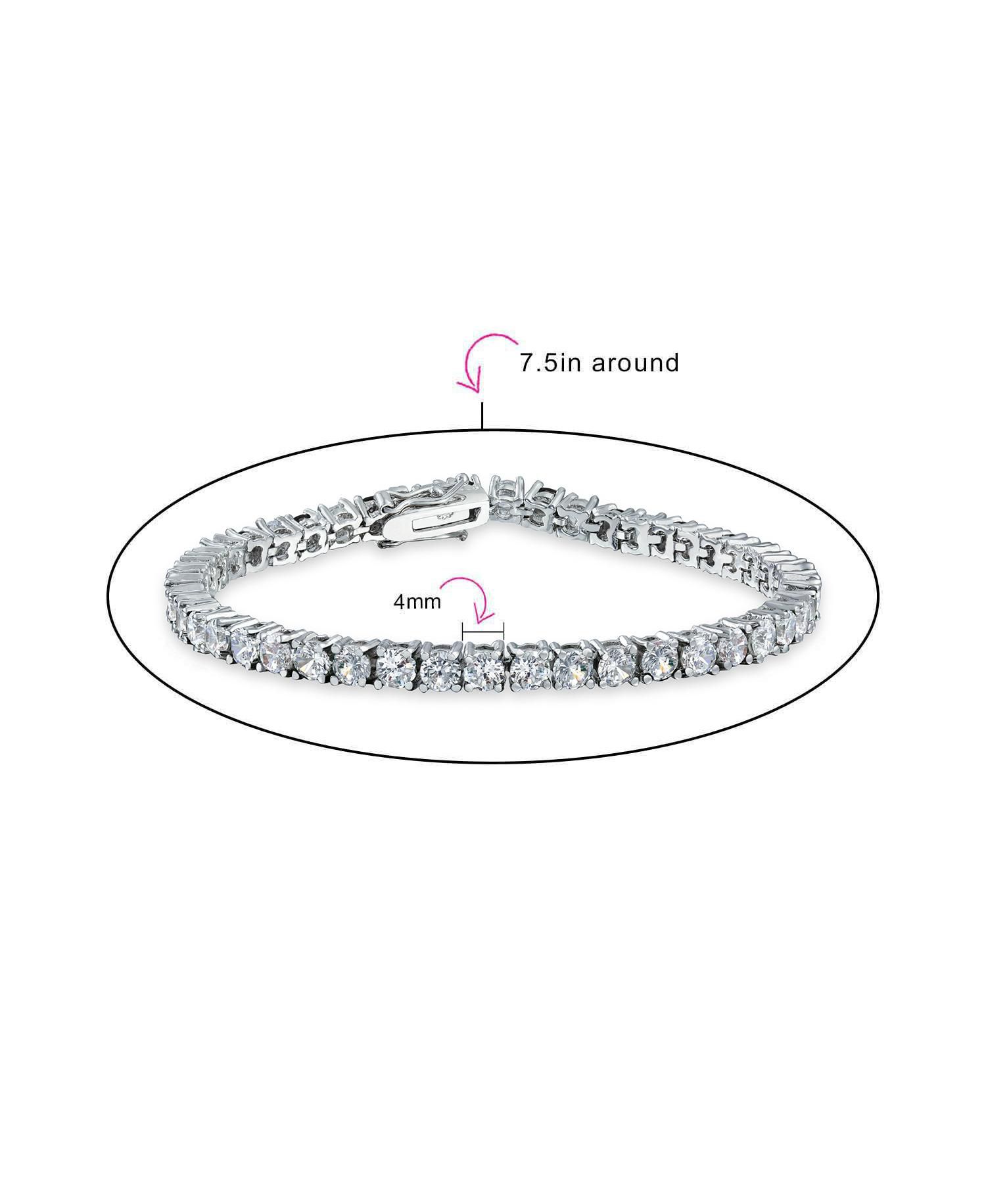 Classic 12CTW Round CZ Basket Set Blue Tennis Bracelet Silver Plated 7.5"