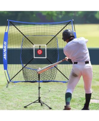 Baseball Softball Practice Net,Pitching Net,Batting Net,with Baseball Tee,Bonus Strike Zone,Target and Bow Frame,for Hitting,Pitching