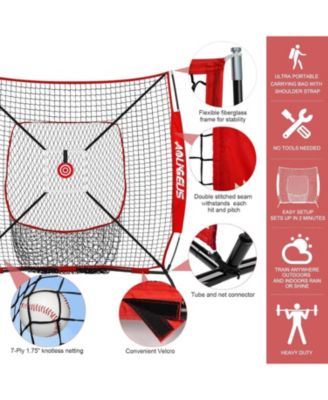 Baseball Softball Practice Net,Pitching Net,Batting Net,with Bonus Strike Zone,Target and Bow Frame,for Hitting,Pitching,Catching