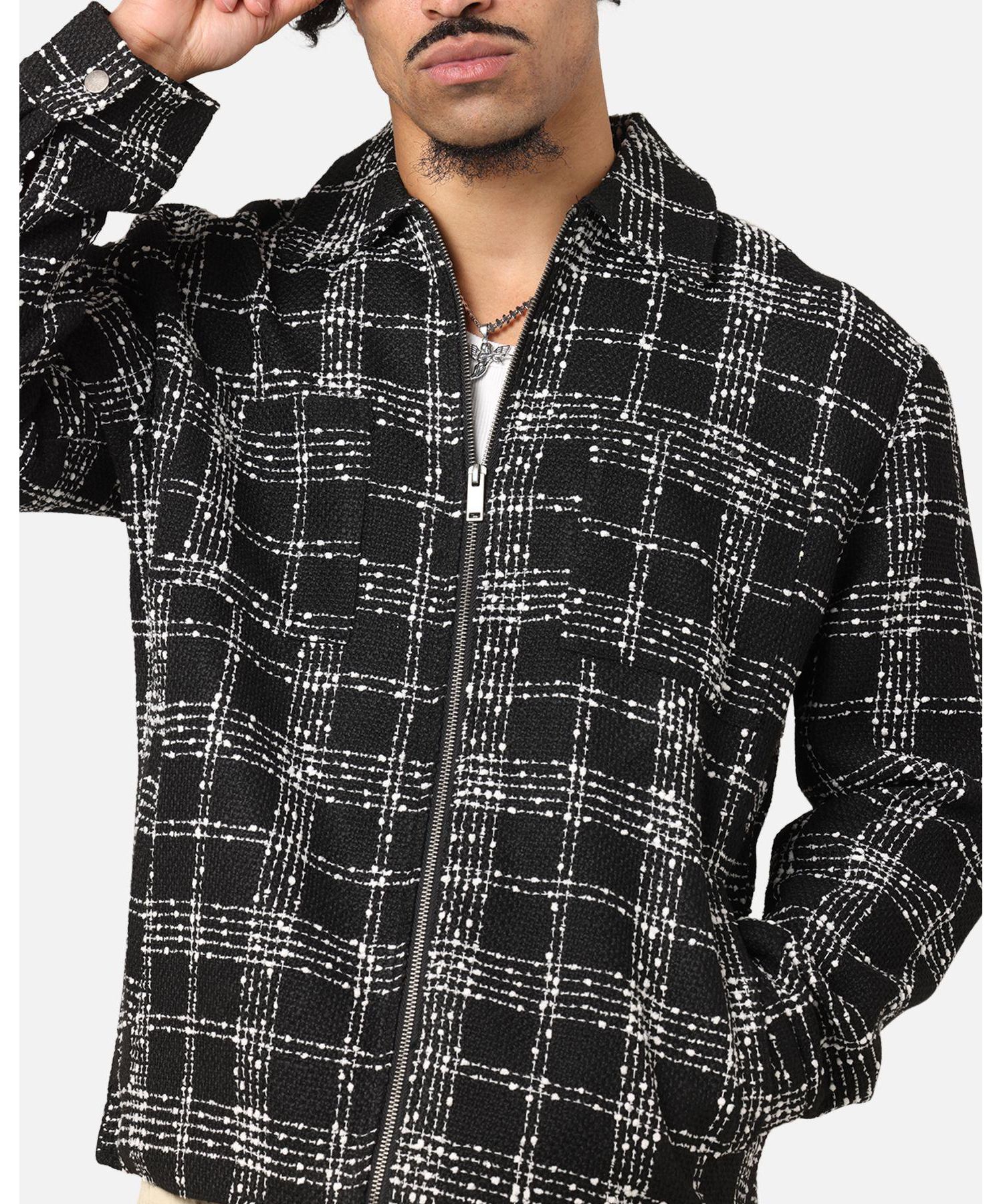 Men's Boucle Tweed Zip Jacket