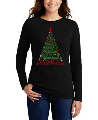 Women's Holiday Christmas Tree Word Art Flowy T-Shirt