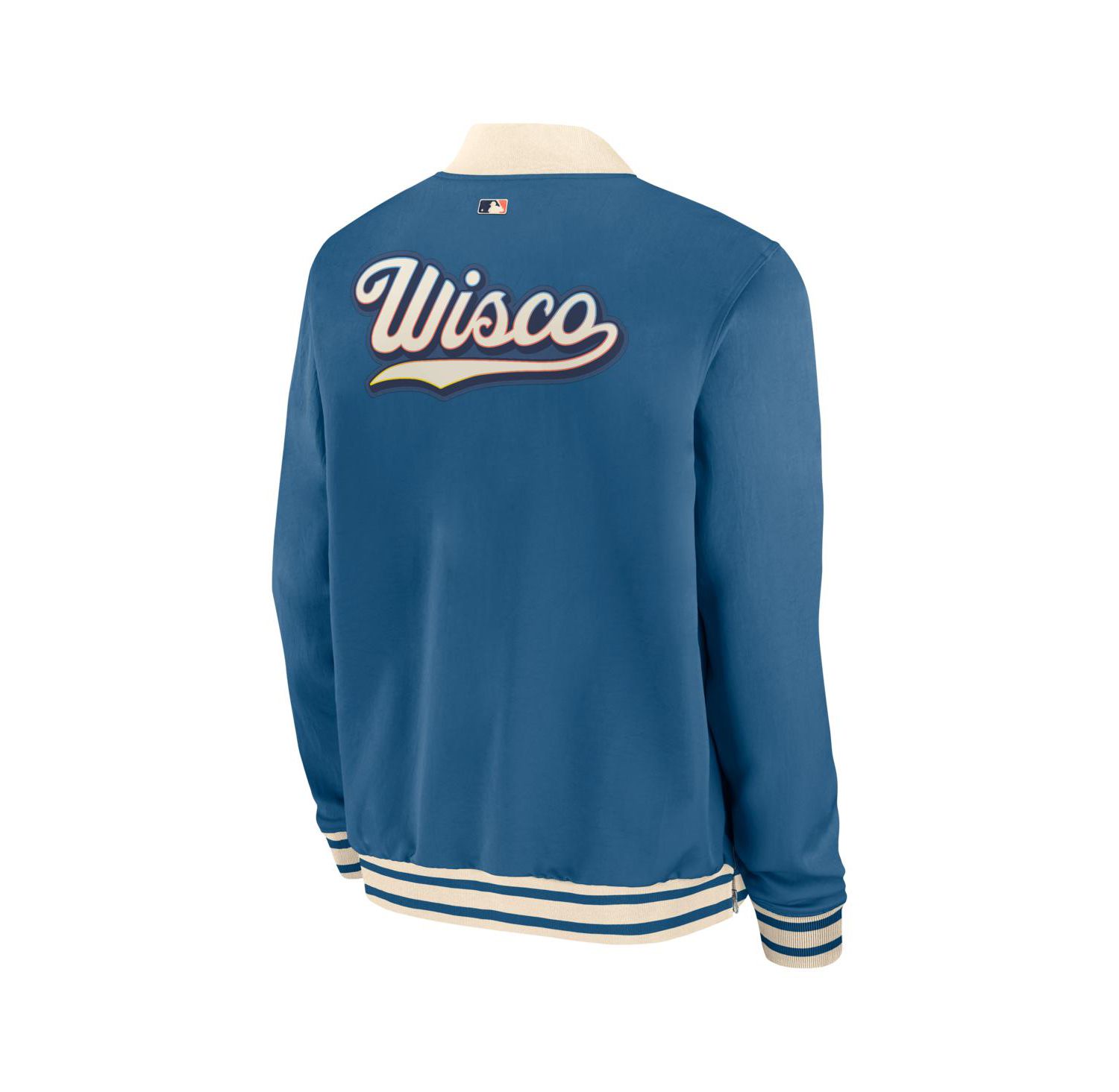 Men's Blue Milwaukee Brewers 2026 City Connect Authentic Collection Relaxed Full-Zip Bomber Jacket