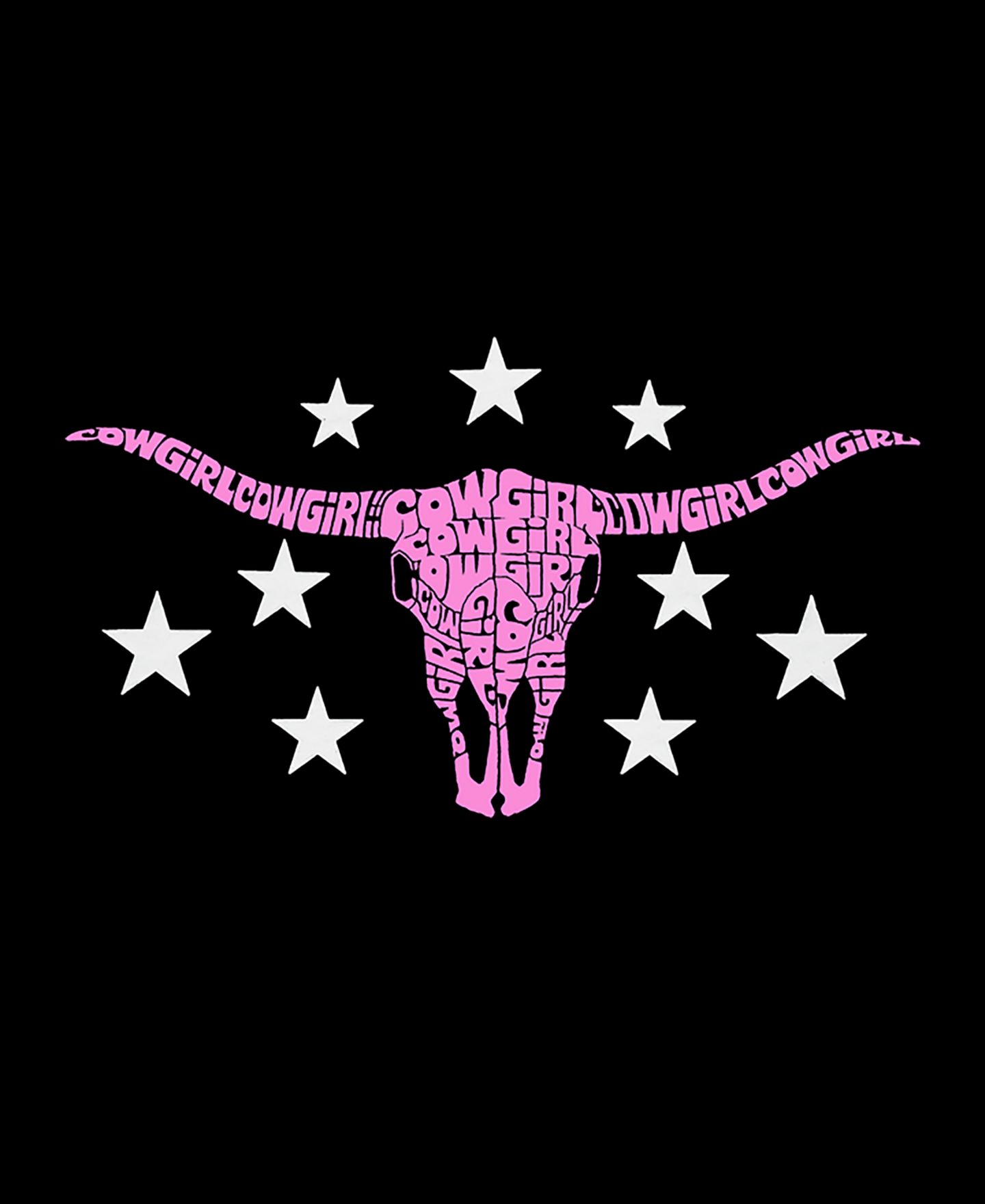 Женская футболка LA Pop Art Cowgirl Cowskull Word Art V-Neck, цвет: Чёрный — фото 3