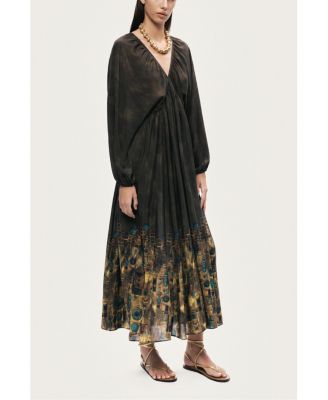Women's Printed Long Sleeve Maxi Dress