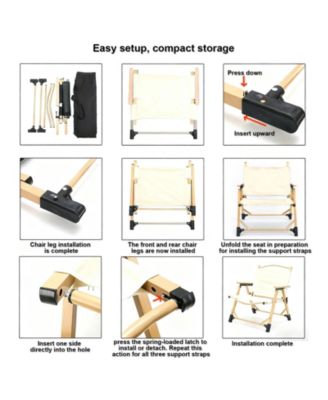 Easy Push-in Clip Folding Camping Chair Wooden Outdoor leisure equipment