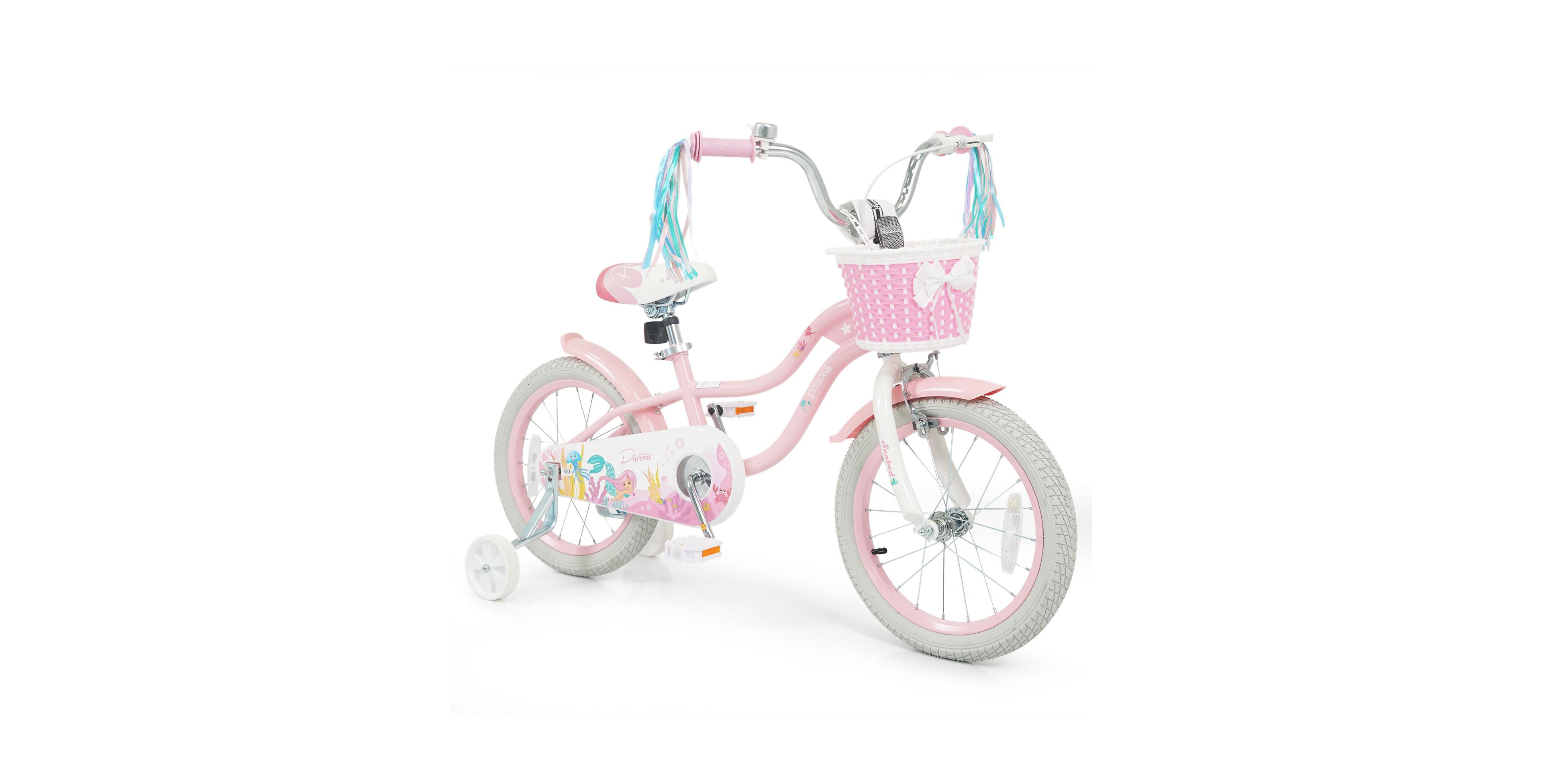 Slickblue Adjustable Kids Bike with Front Basket and Streamers