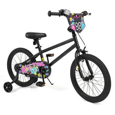 Toddler Bike with Training Wheels and Street Art Pattern for Kids