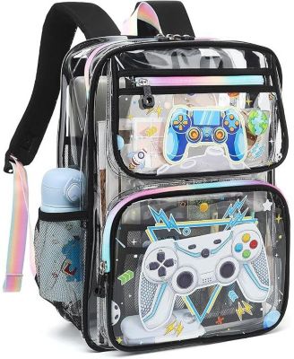 Clear Backpack for School Girls, Heavy Duty TPU Transparent Backpack Stadium Events Approved, Clear Bookbag