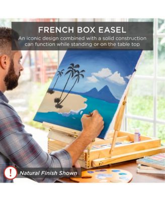 French Easel, 32pc Beginners Kit Portable Wooden Adjustable Tripod  w/ Paint Supplies