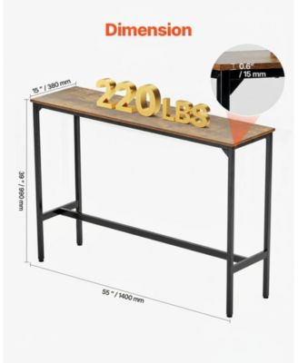 Narrow Metal Bar Height Pub Table for Kitchen Dining