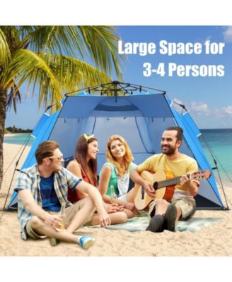 3-4 Person Pop-Up Beach Tent with UPF 50+ Protection and Front Porch