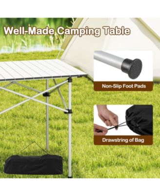 Folding Roll-Up Aluminum Camping Table with Carry Bag