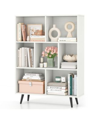 7-Cube Bookcase with Tapered Metal Legs and Anti-Tipping Kits
