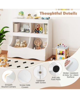 4-Cubby Kids Bookcase and Toy Organizer with Spacious Countertop