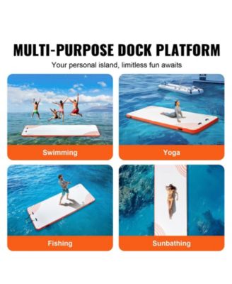 15 x 6 Ft Inflatable Floating Dock Platform with Non-Slip Surface and Ladder