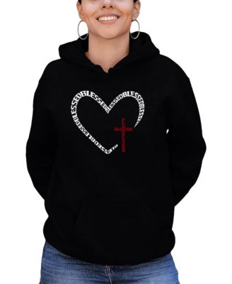 Women's Blessed Heart Word Art Hooded Sweatshirt