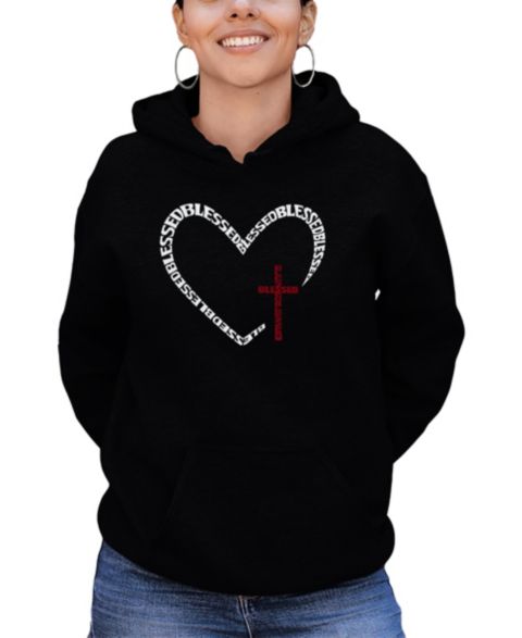 Женское худи LA Pop Art Blessed Heart Word Art Hooded, цвет: Чёрный