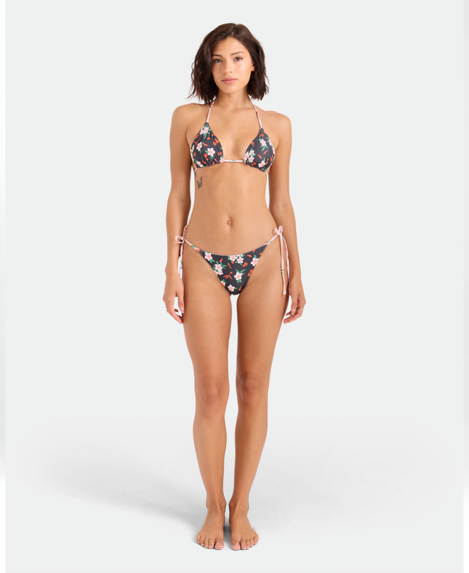 Women's Floral Print Adjustable Straps Bikini Top