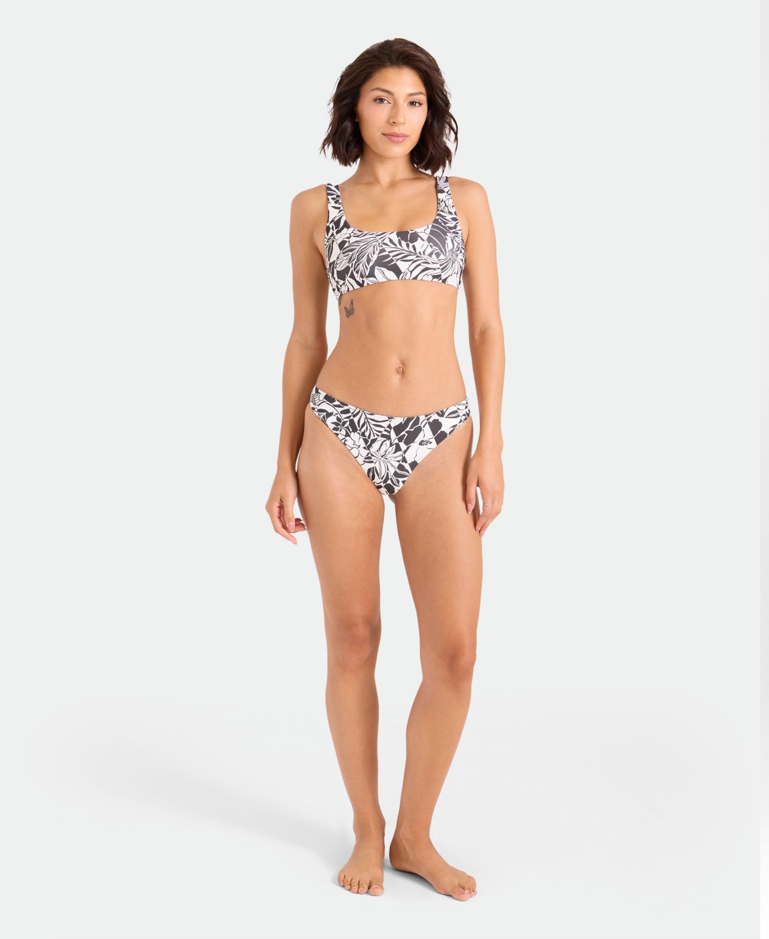 Women's Tropical Print Reversible Mid-Rise Bikini Bottoms