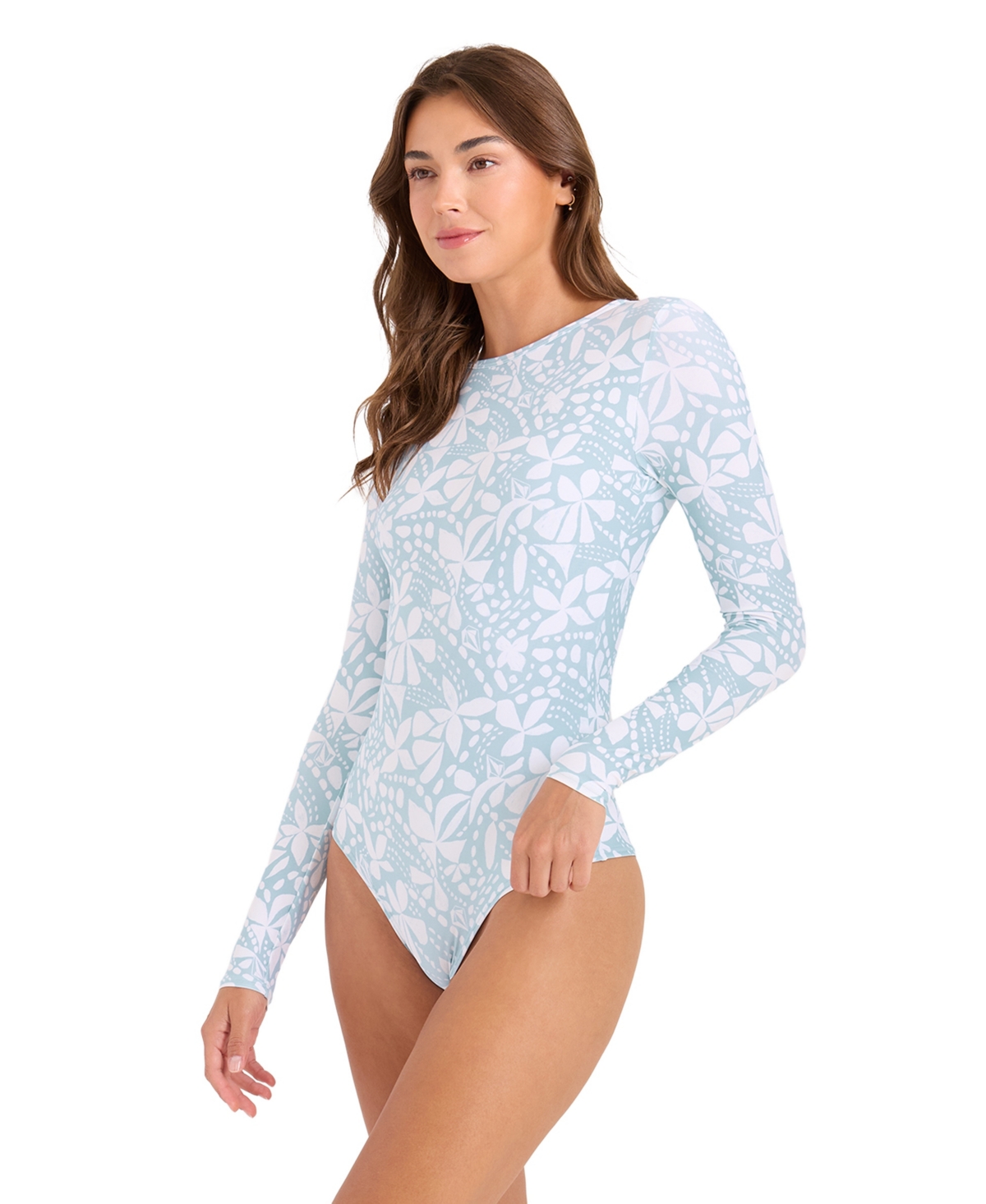 Volcom Women's Floral Print Long-Sleeve One-Piece Swimsuit