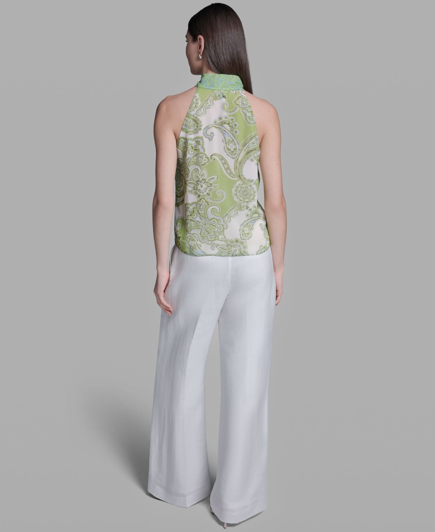 Women's Sleeveless Tie-Neck Blouse
