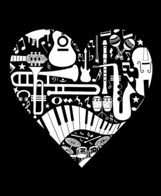 Women's Musical Instrument Heart Word Art Crewneck Sweatshirt