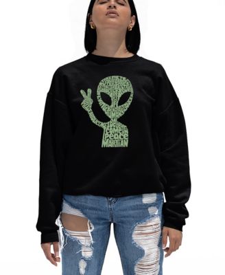 Women's Peace Alien Word Art Crewneck Sweatshirt