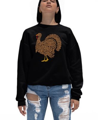 Women's Thanksgiving Turkey Word Art Crewneck Sweatshirt