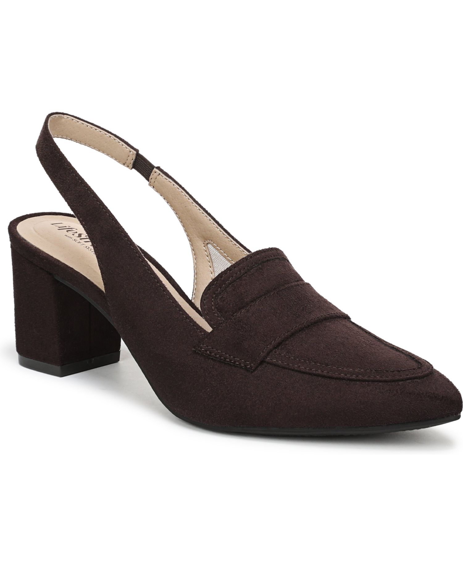 Women's Angel Pointed Toe Block Heel Slingback Pumps