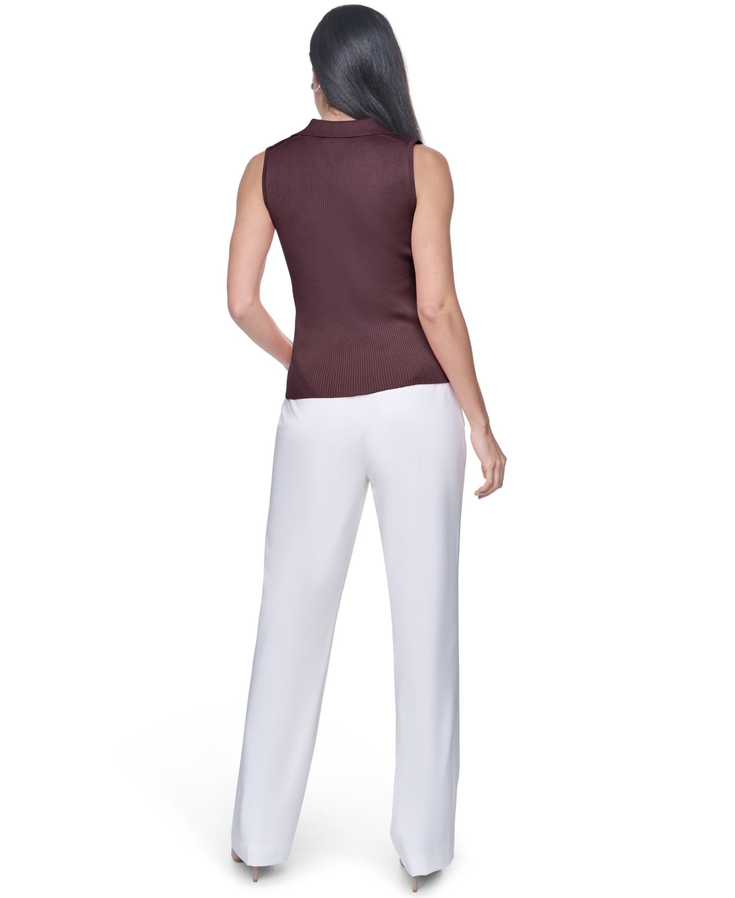 Women's V-Neck Collar Sleeveless Sweater Top