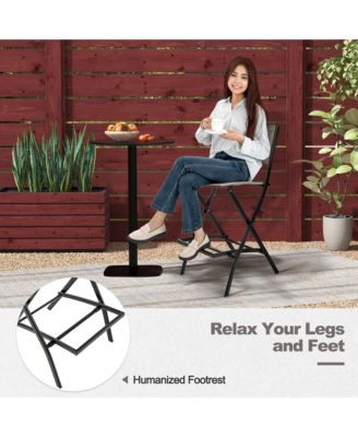 Folding Bar Stools Set of 4 Patio Sling Chairs w/ Backrest Humanized Footrest