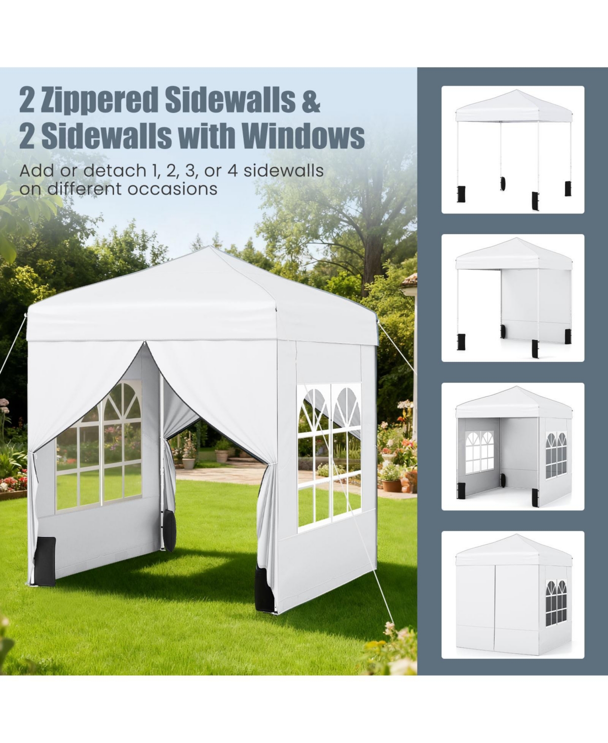 Mecale 6.5x6.5 ft Pop-Up Canopy Tent with 4 Sidewalls and Wheeled Carry Bag