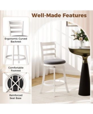 25" Swivel Barstools Set of 2, 360degree(s) Rotating Bar/Counter Height Chairs with Upholstered Seat