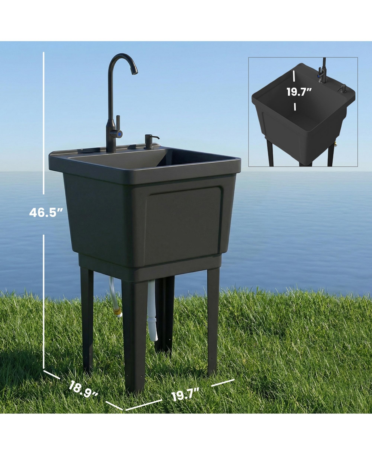Outsunny Portable Camping Sink, Handwashing Station Basin
