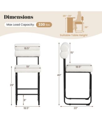 26 Inch Counter Height Bar Stools Set of 2 with Metal Frame and Footrest