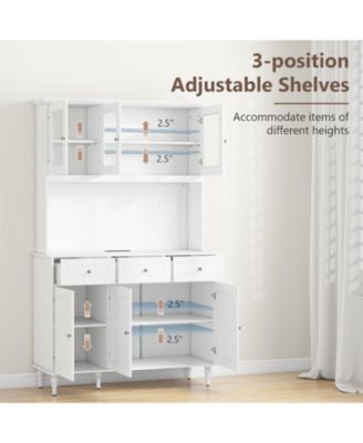 77 in Kitchen Pantry Storage Cabinet with LED Lights and Power Outlets